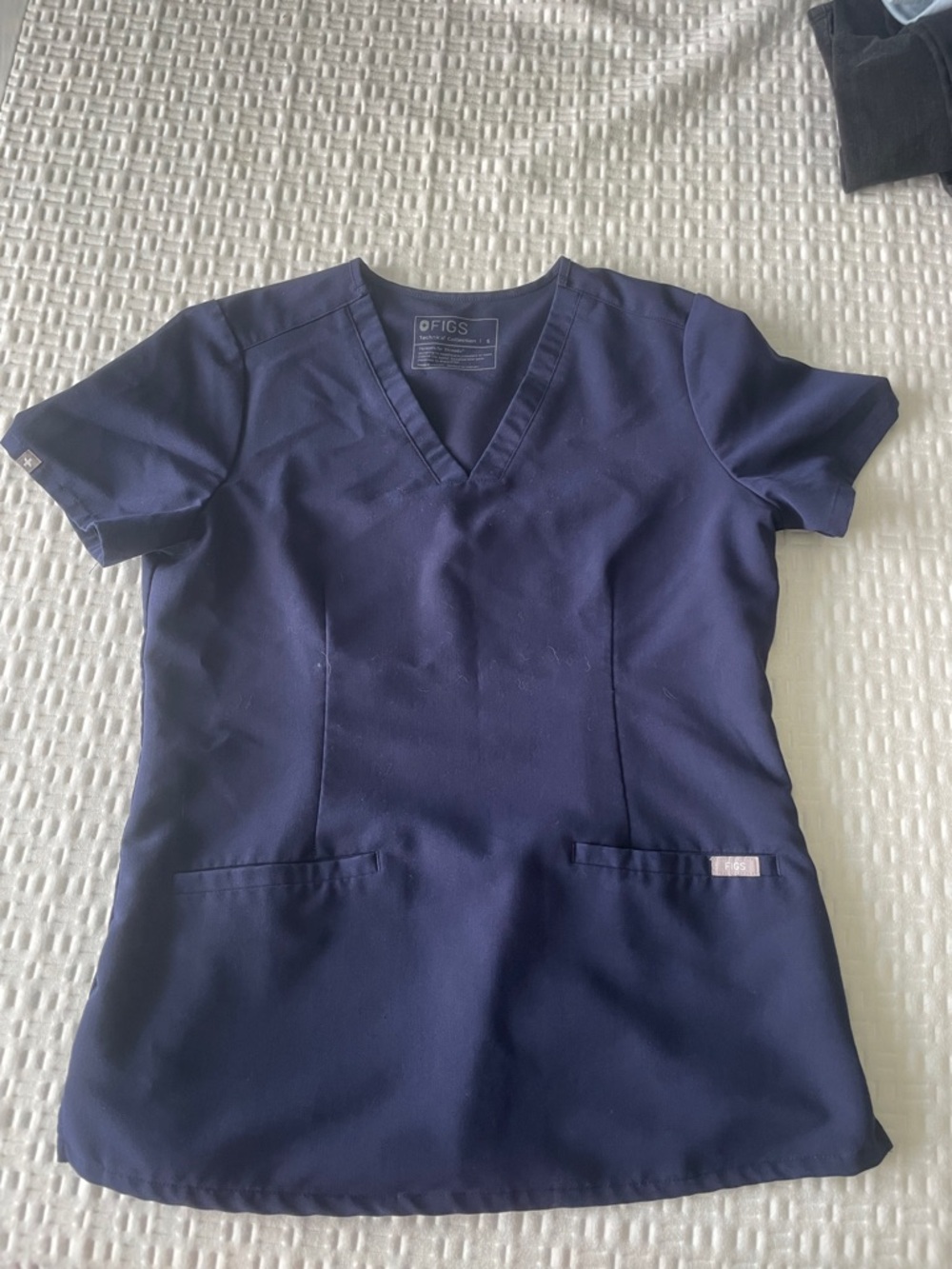 Figs Navy Casma Top with Front Pockets